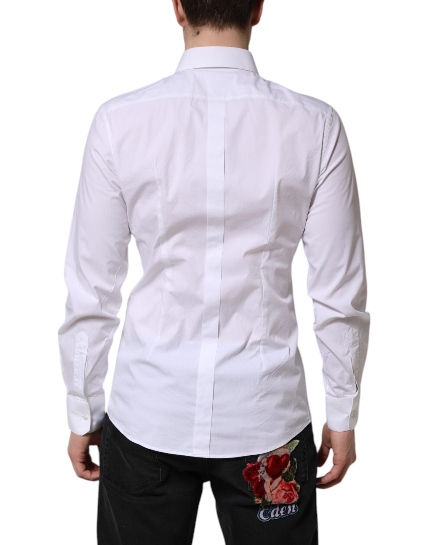 Dolce & Gabbana White GOLD Cotton Men Dress Formal Men's Shirt ()