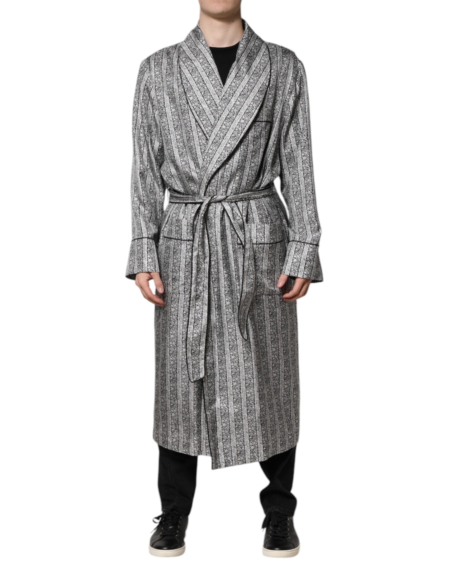 Dolce & Gabbana Multicolor Floral Robe Coat Wrap Men's Jacket