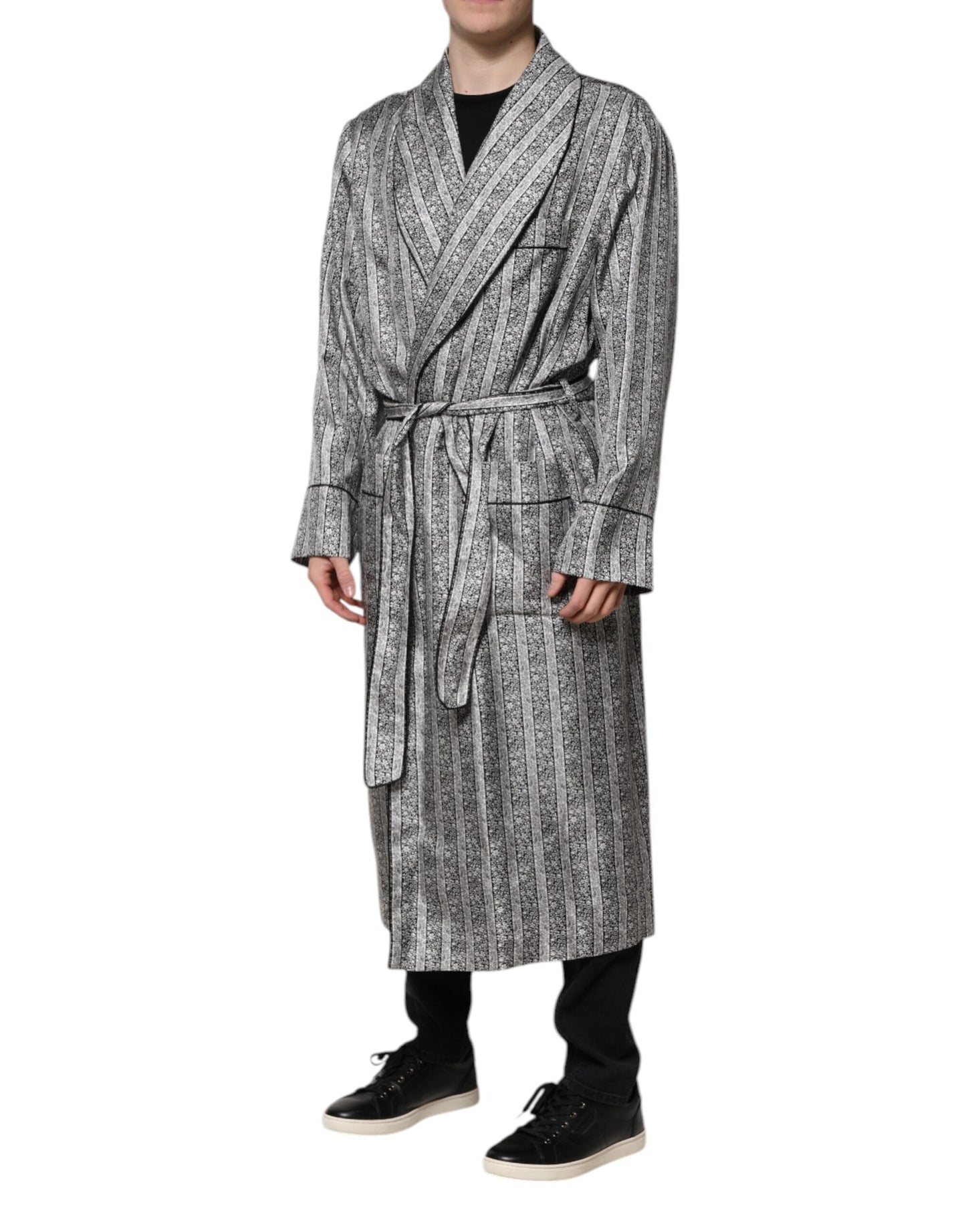 Dolce & Gabbana Multicolor Floral Robe Coat Wrap Men's Jacket