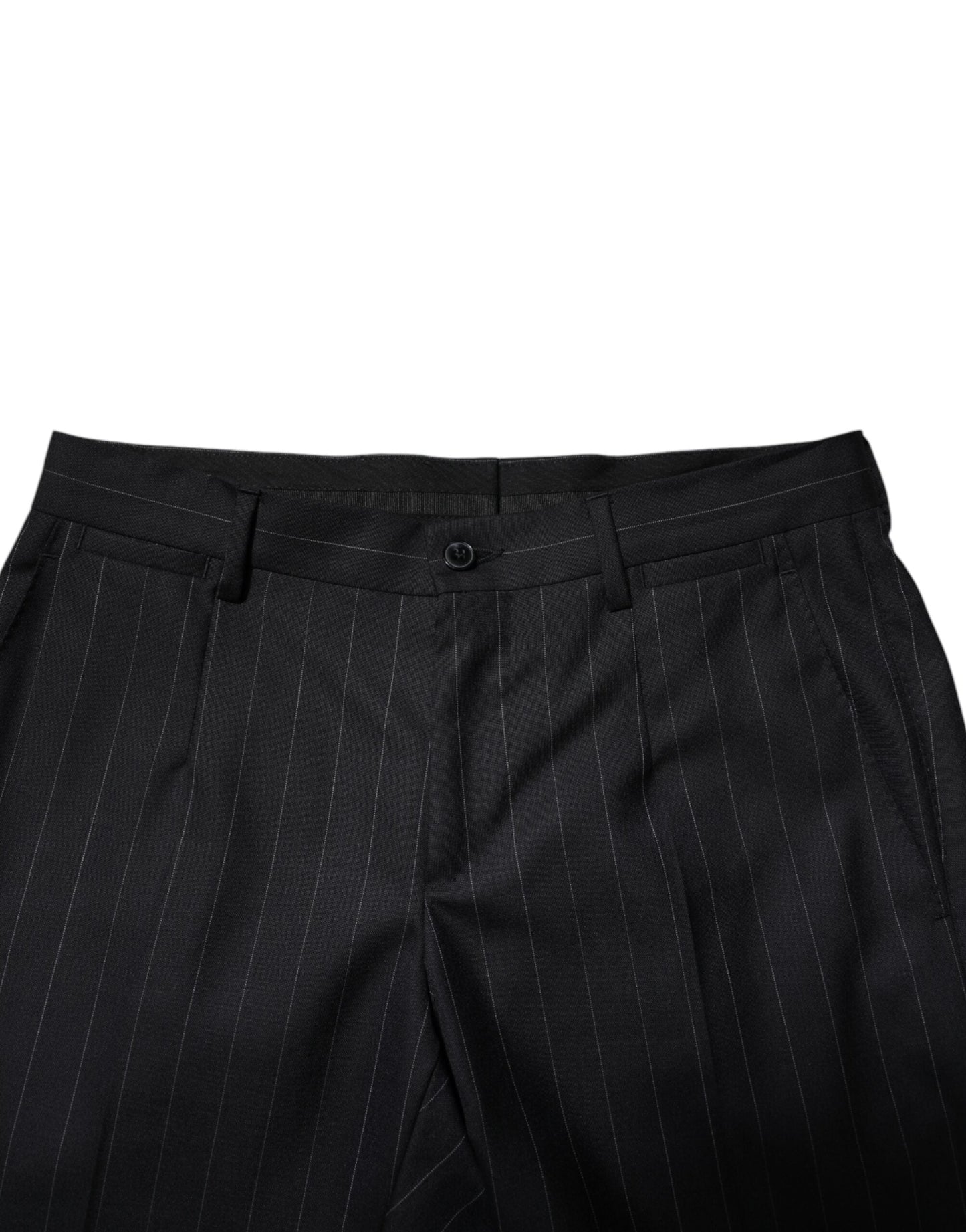 Dolce & Gabbana Black Wool Striped Formal Men's Pants