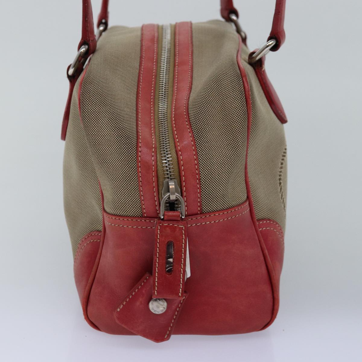 PRADA Shoulder Bag Canvas Beige Red  74777