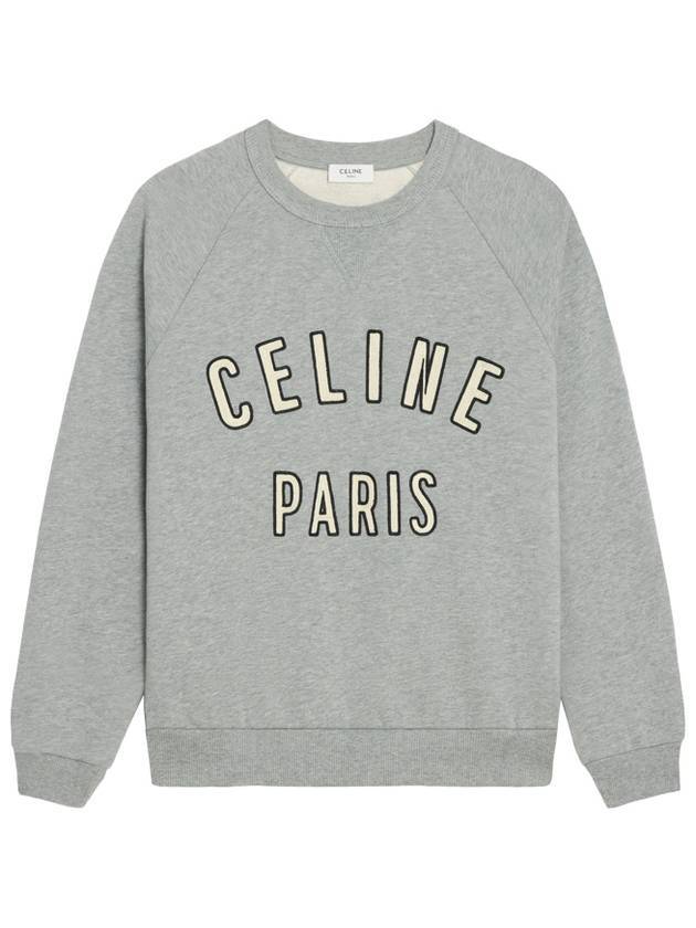CELINE Paris Loose Cotton Fleece Man To Man Grey Melange