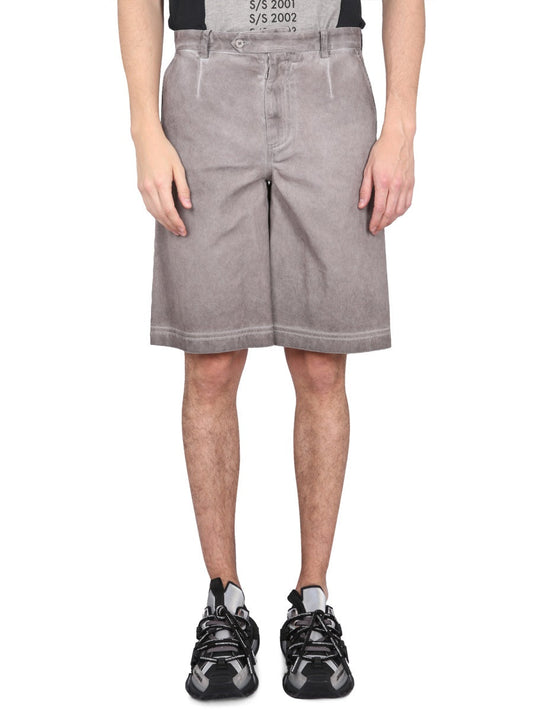 Dolce & Gabbana Men Bermuda Shorts With Logo Plaque