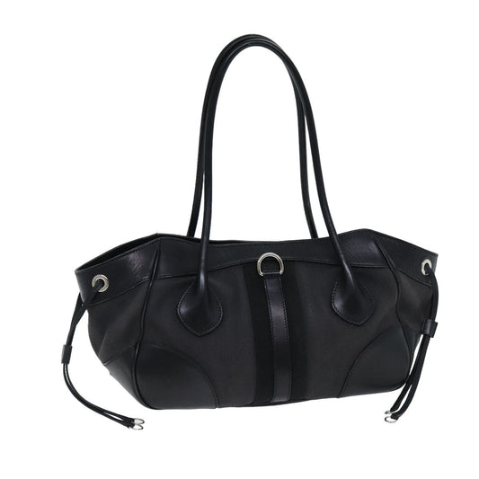 PRADA Shoulder Bag Canvas Leather Black  74887