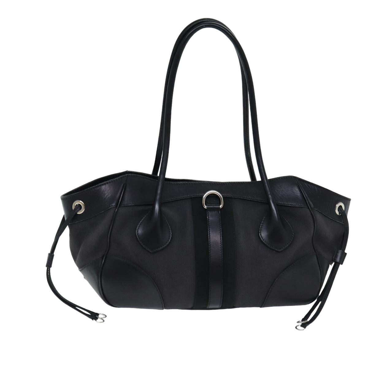 PRADA Shoulder Bag Canvas Leather Black  74887