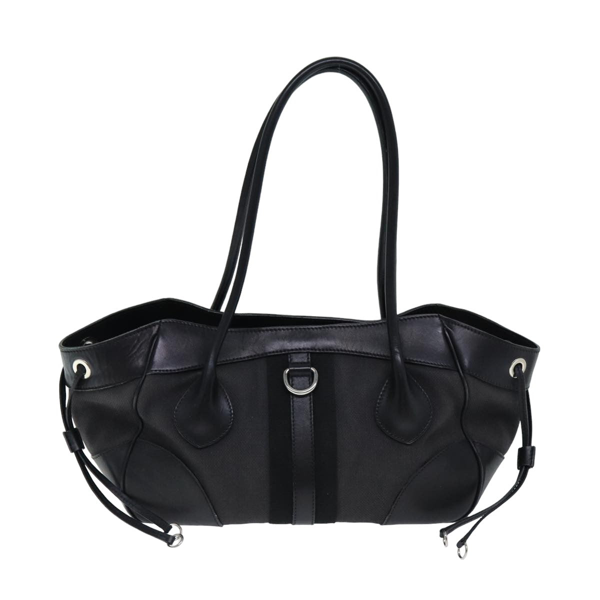 PRADA Shoulder Bag Canvas Leather Black  74887