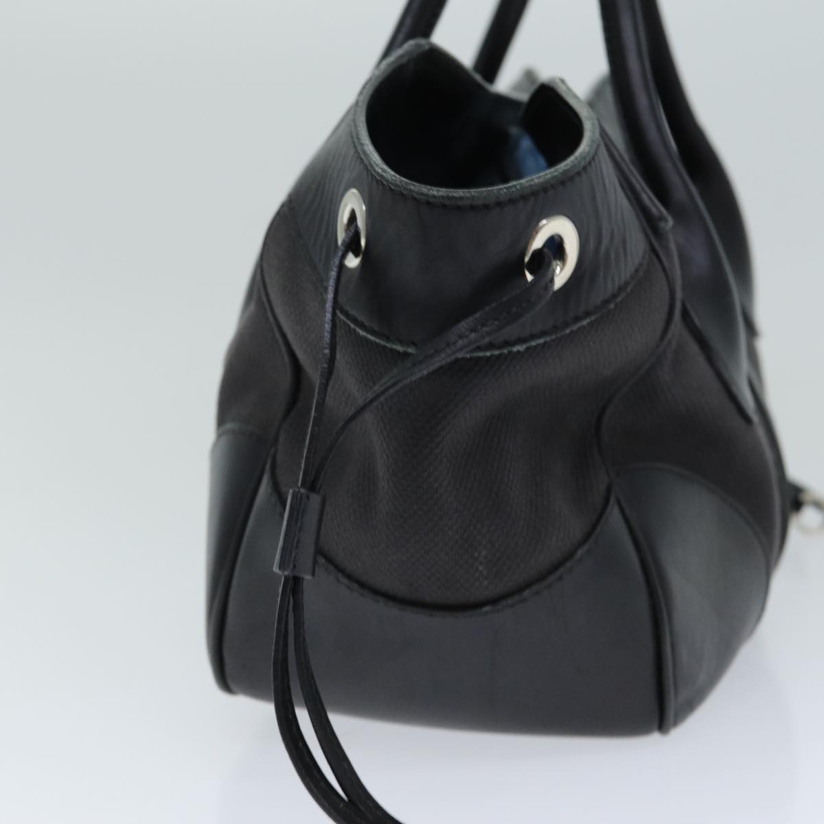 PRADA Shoulder Bag Canvas Leather Black  74887