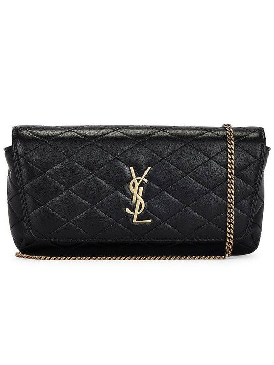Saint Laurent Gaby Chain Quilting Leather Cross Bag Black
