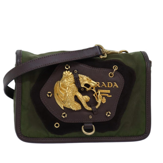 PRADA Shoulder Bag Nylon Khaki  74960