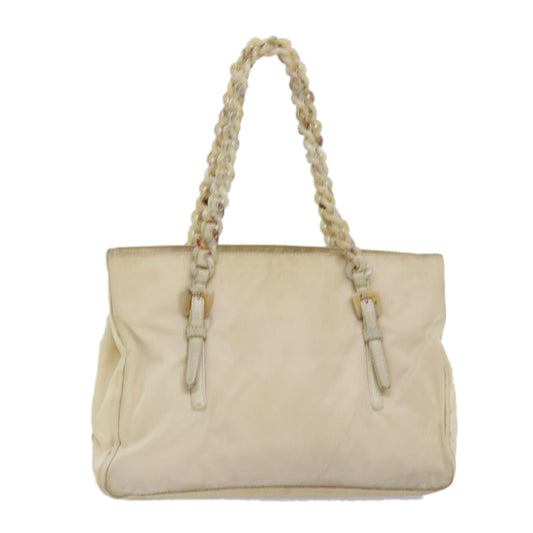 PRADA Chain Shoulder Bag Nylon Beige  74972