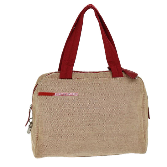 PRADA Sports Tote Bag Canvas Red Beige  75127