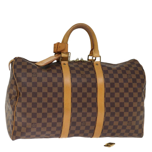 LOUIS VUITTON Damier Ebene Keepall 45 Boston Bag LV 75198A
