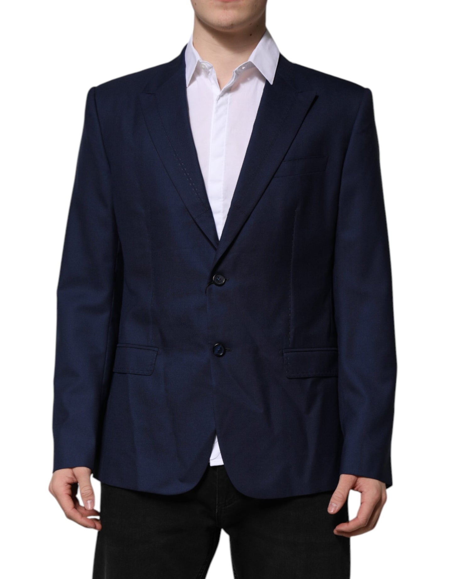 Dolce & Gabbana Blue Wool Single Breasted Suit Coat Men's Blazer