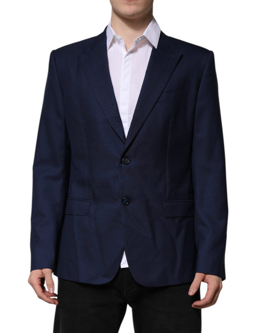 Dolce & Gabbana Blue Wool Single Breasted Suit Coat Men's Blazer