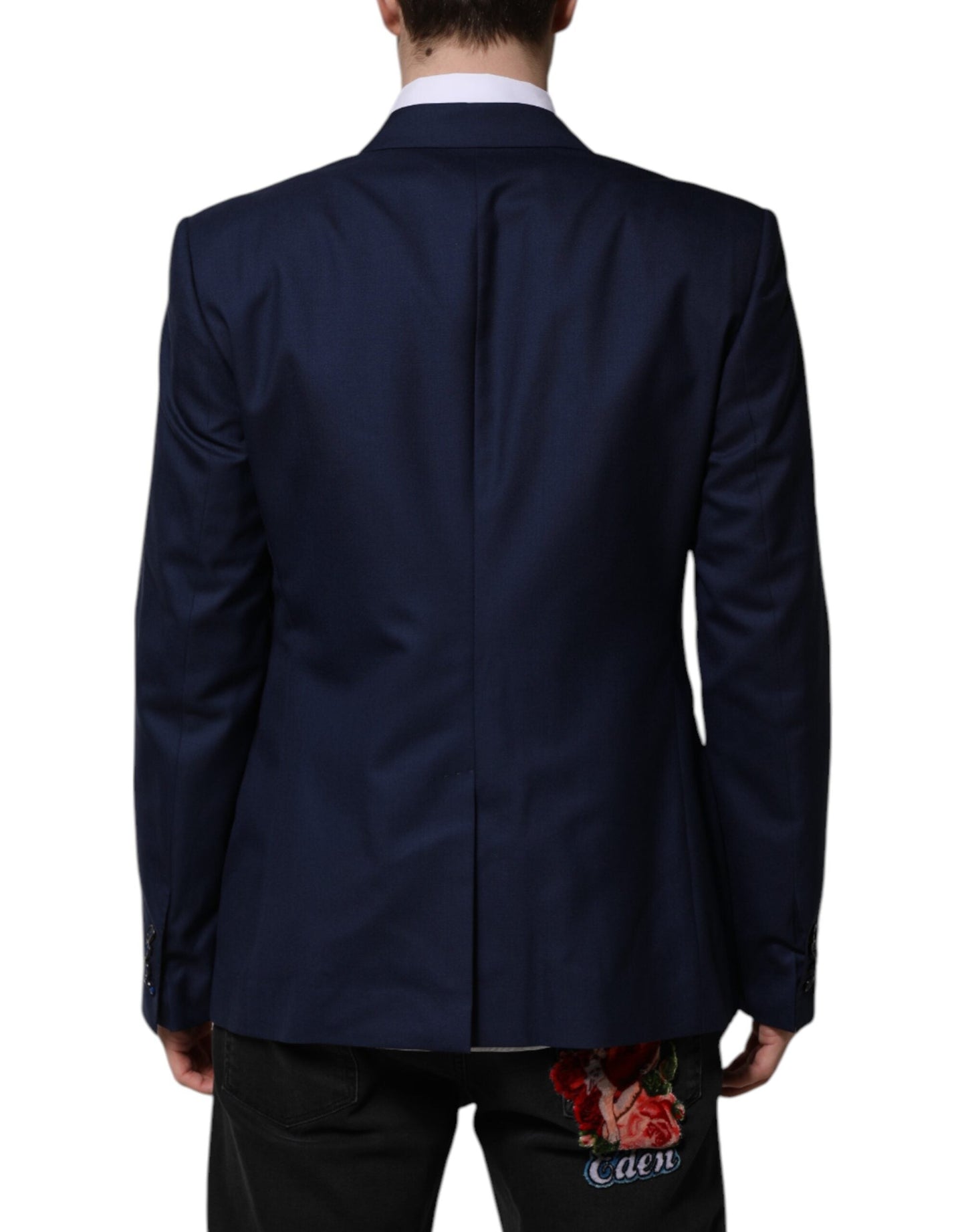 Dolce & Gabbana Blue Wool Single Breasted Suit Coat Men's Blazer