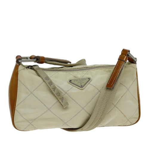 PRADA Shoulder Bag Nylon Enamel Beige Brown  75216