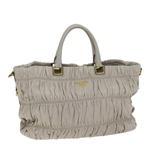 PRADA Tote Bag Leather Ivory  75234