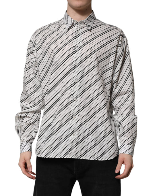 Dolce & Gabbana White Striped Long Sleeves Men Formal Men's Shirt