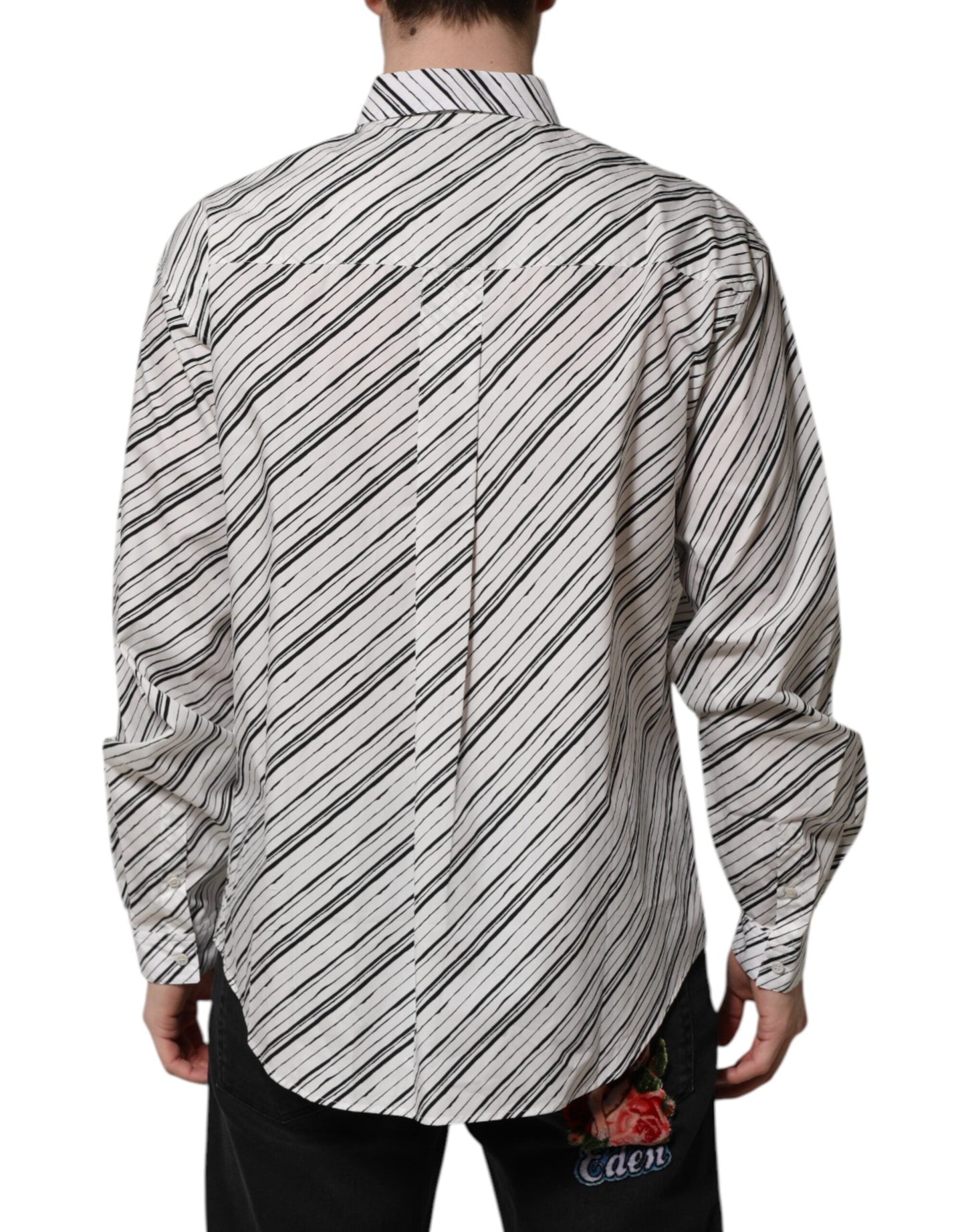 Dolce & Gabbana White Striped Long Sleeves Men Formal Men's Shirt