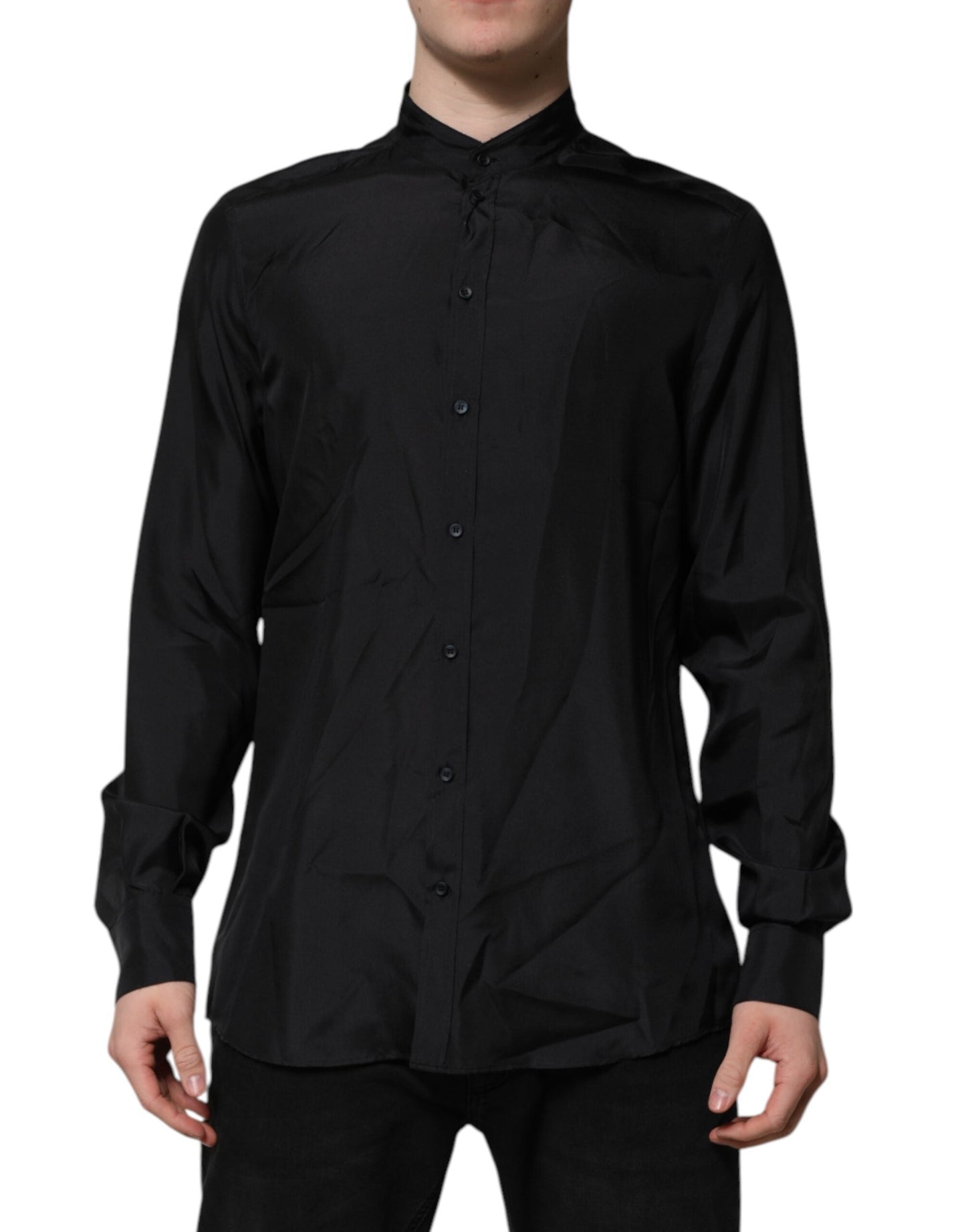 Dolce & Gabbana Dark Blue Silk MARTINI Men Formal Dress Men's Shirt