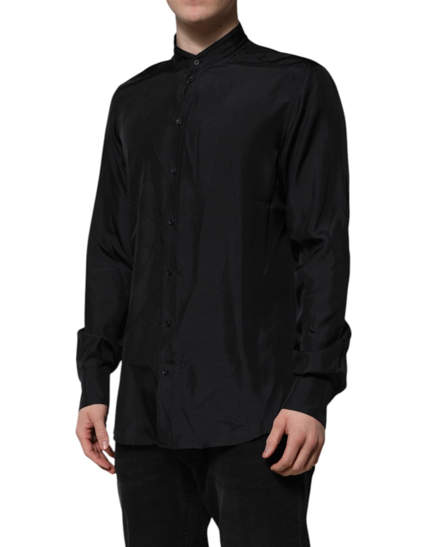 Dolce & Gabbana Dark Blue Silk MARTINI Men Formal Dress Men's Shirt