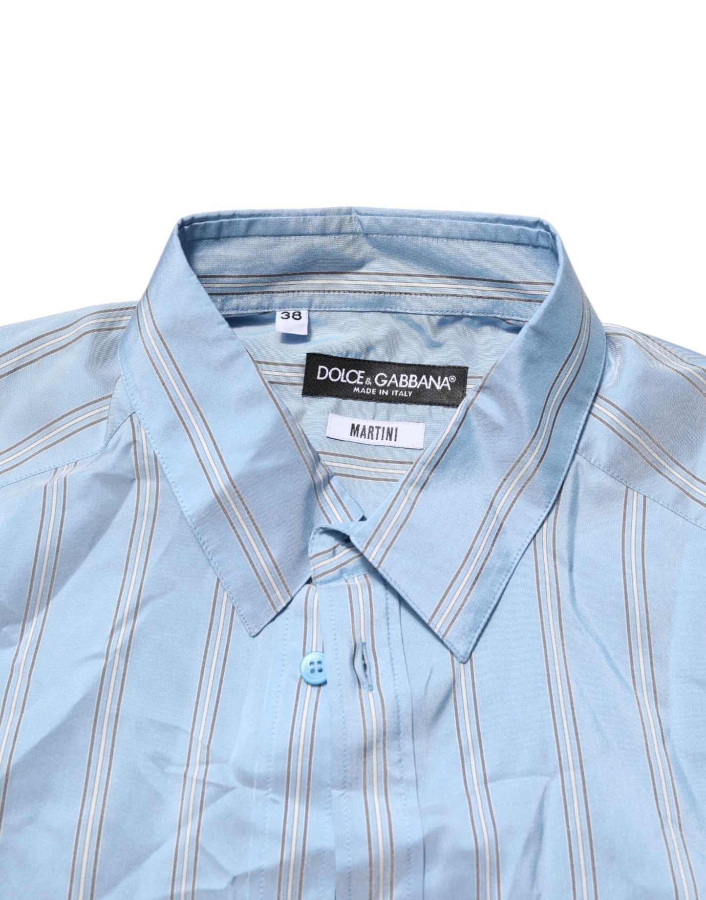 Dolce & Gabbana Blue Striped MARTINI Long Sleeves Dress Men's Shirt ()