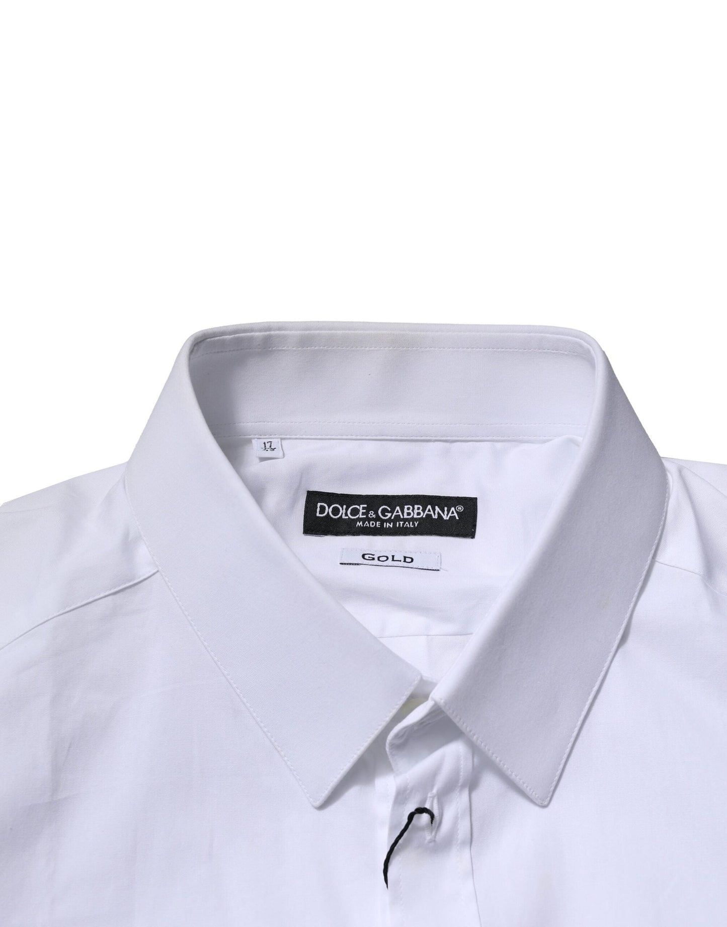 Dolce & Gabbana White Cotton GOLD Long Sleeves Dress Men's Shirt ()