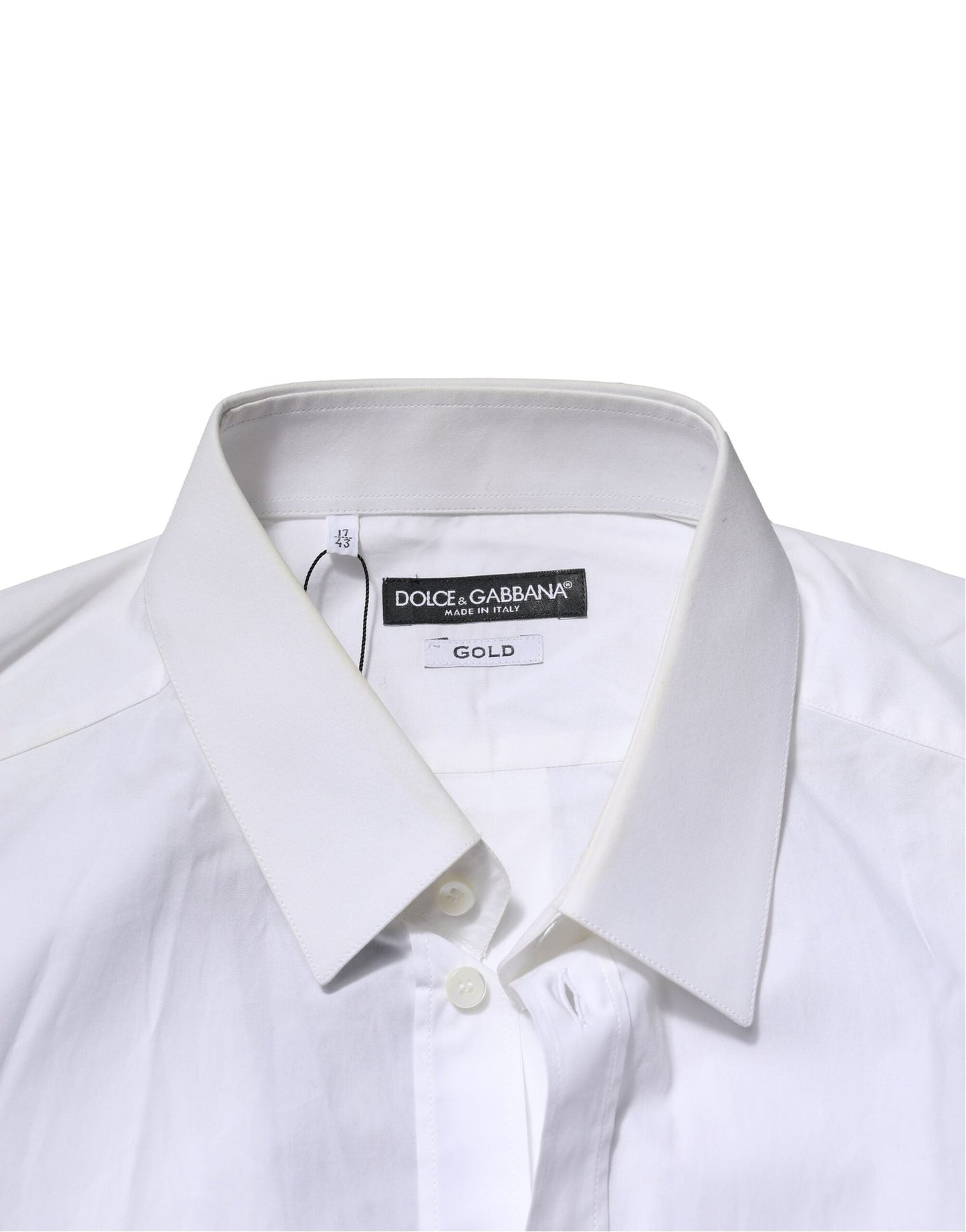 Dolce & Gabbana White Cotton GOLD Long Sleeves Dress Men Men's Shirt ()