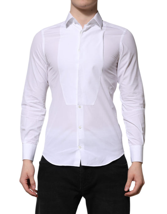 Dolce & Gabbana White Cotton GOLD Long Sleeves Men Dress Men's Shirt ()