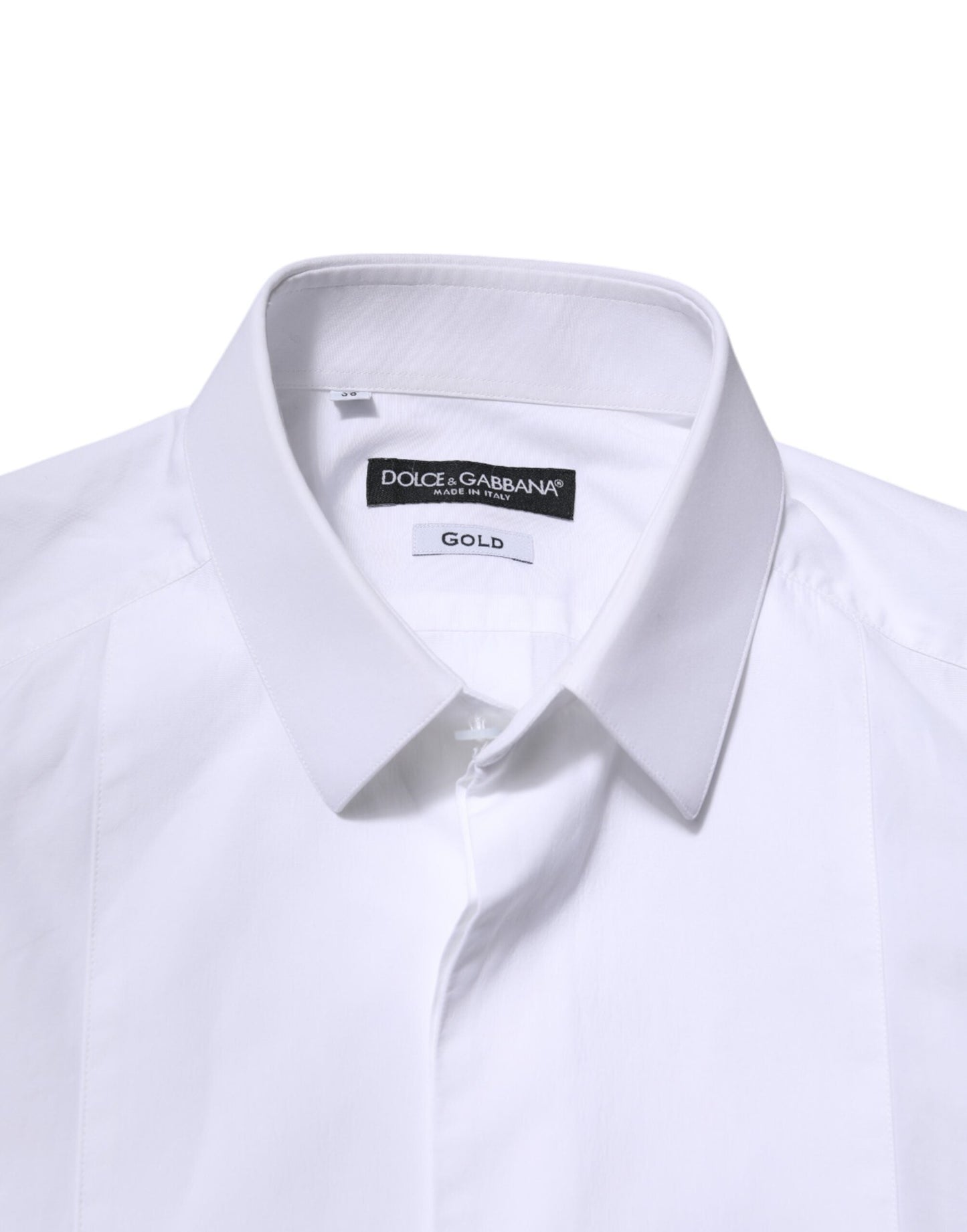 Dolce & Gabbana White Cotton GOLD Long Sleeves Men Dress Men's Shirt ()