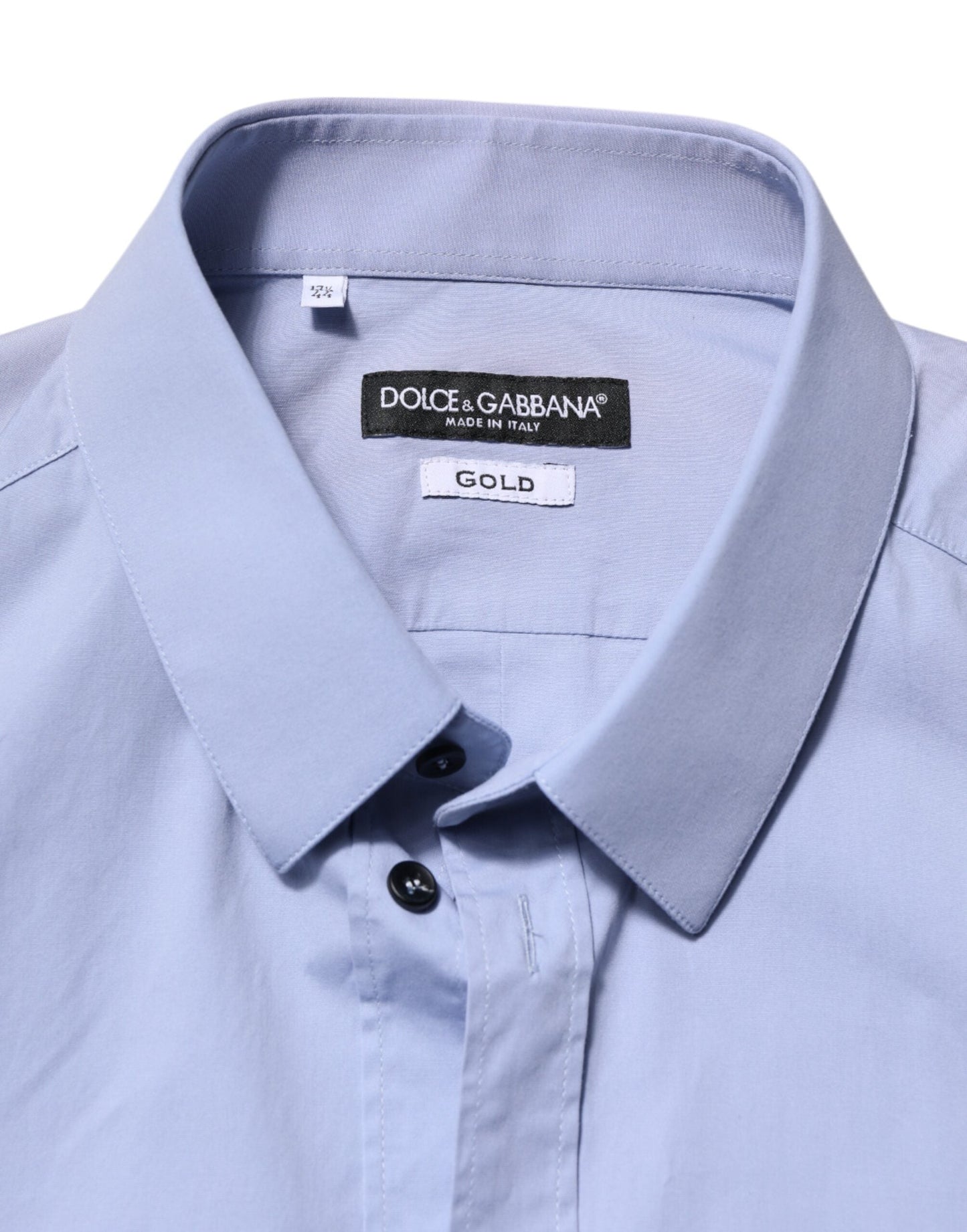 Dolce & Gabbana Blue Cotton GOLD Long Sleeves Dress Men's Shirt ()