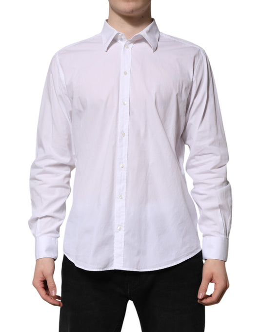 Dolce & Gabbana White Cotton STAFF Long Sleeves Dress Men's Shirt ()