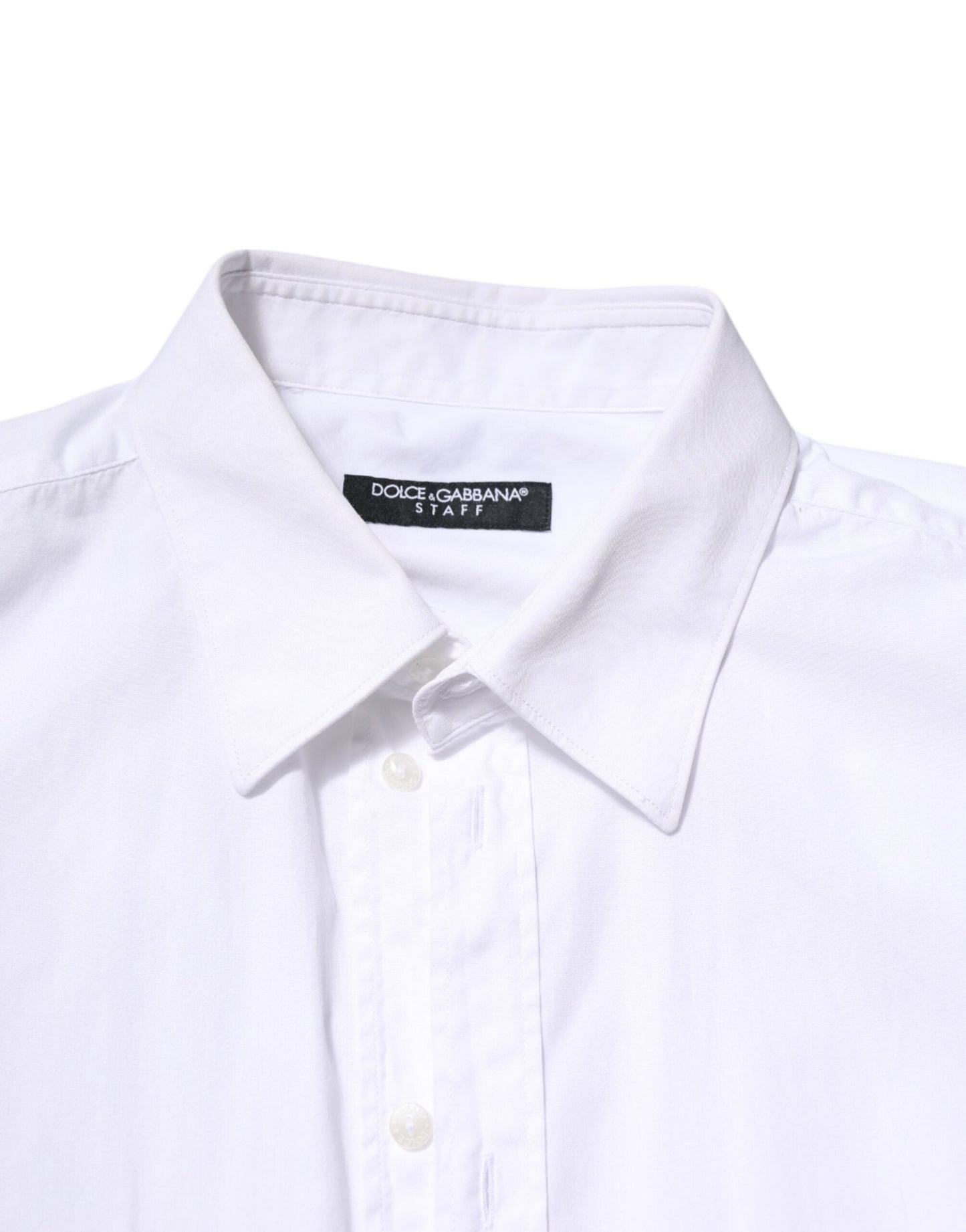 Dolce & Gabbana White Cotton STAFF Long Sleeves Dress Men's Shirt ()