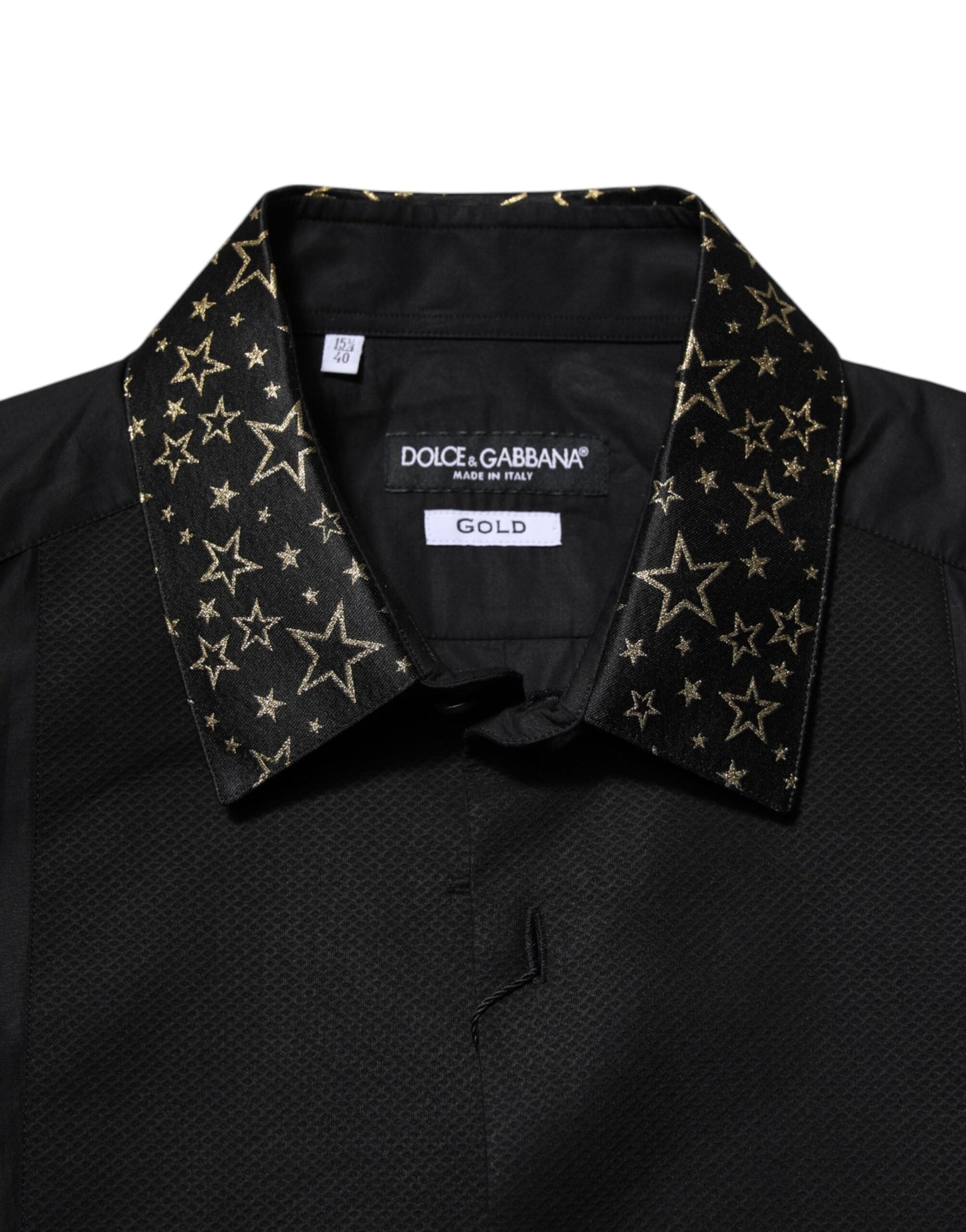 Dolce & Gabbana Black Cotton GOLD Long Sleeves Dress Men's Shirt ()
