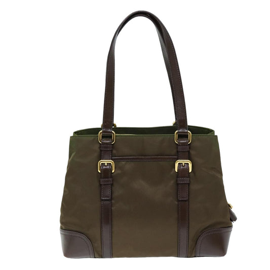 PRADA Tote Bag Nylon Khaki Dark Brown  75333