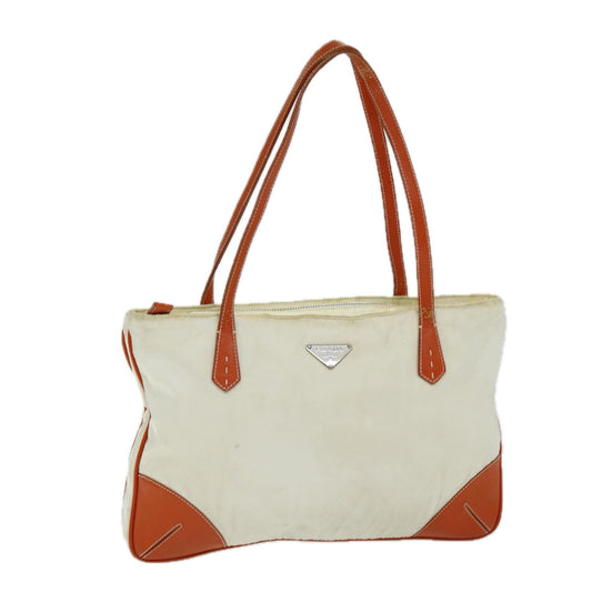 PRADA Tote Bag Nylon Beige Orange  75334