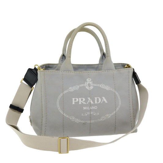 PRADA Canapa PM Hand Bag Canvas 2way Gray  75341