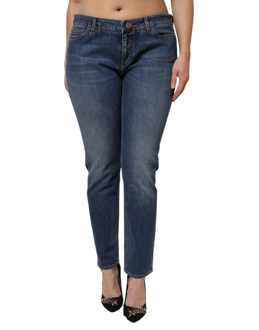 Dolce & Gabbana Blue Low Waist Cotton Skinny Denim Women's Jeans ()