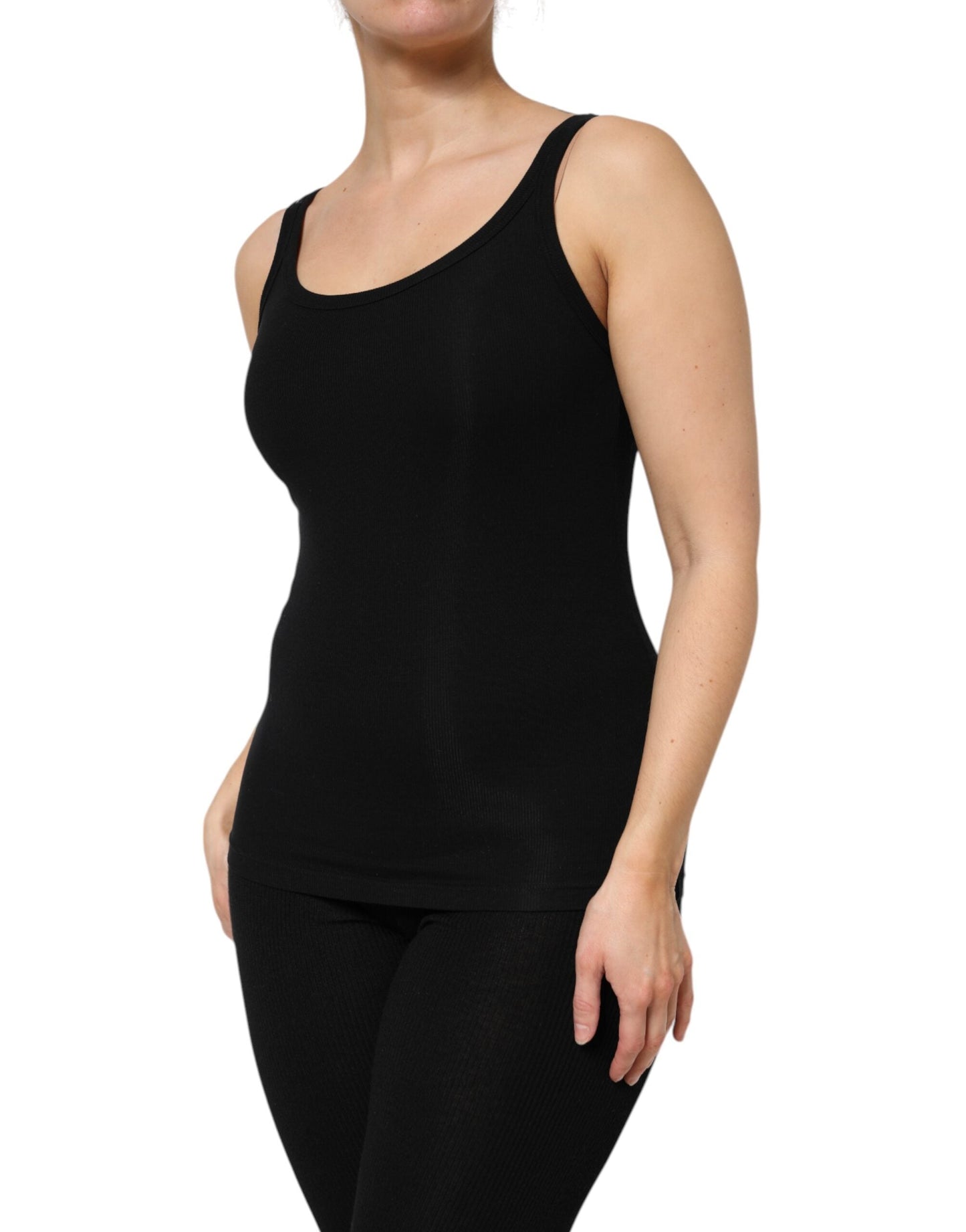 Dolce & Gabbana Black Cotton Stretch Sleeveless Women Tank Women's Top ()