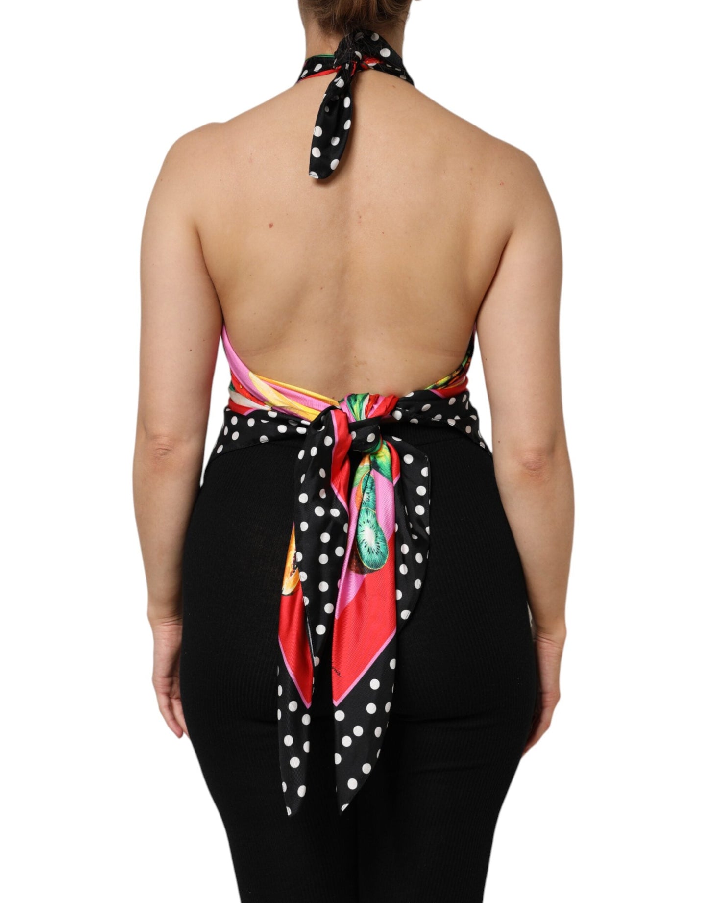 Dolce & Gabbana Multicolor Halter Party Evening Cropped Women's Top