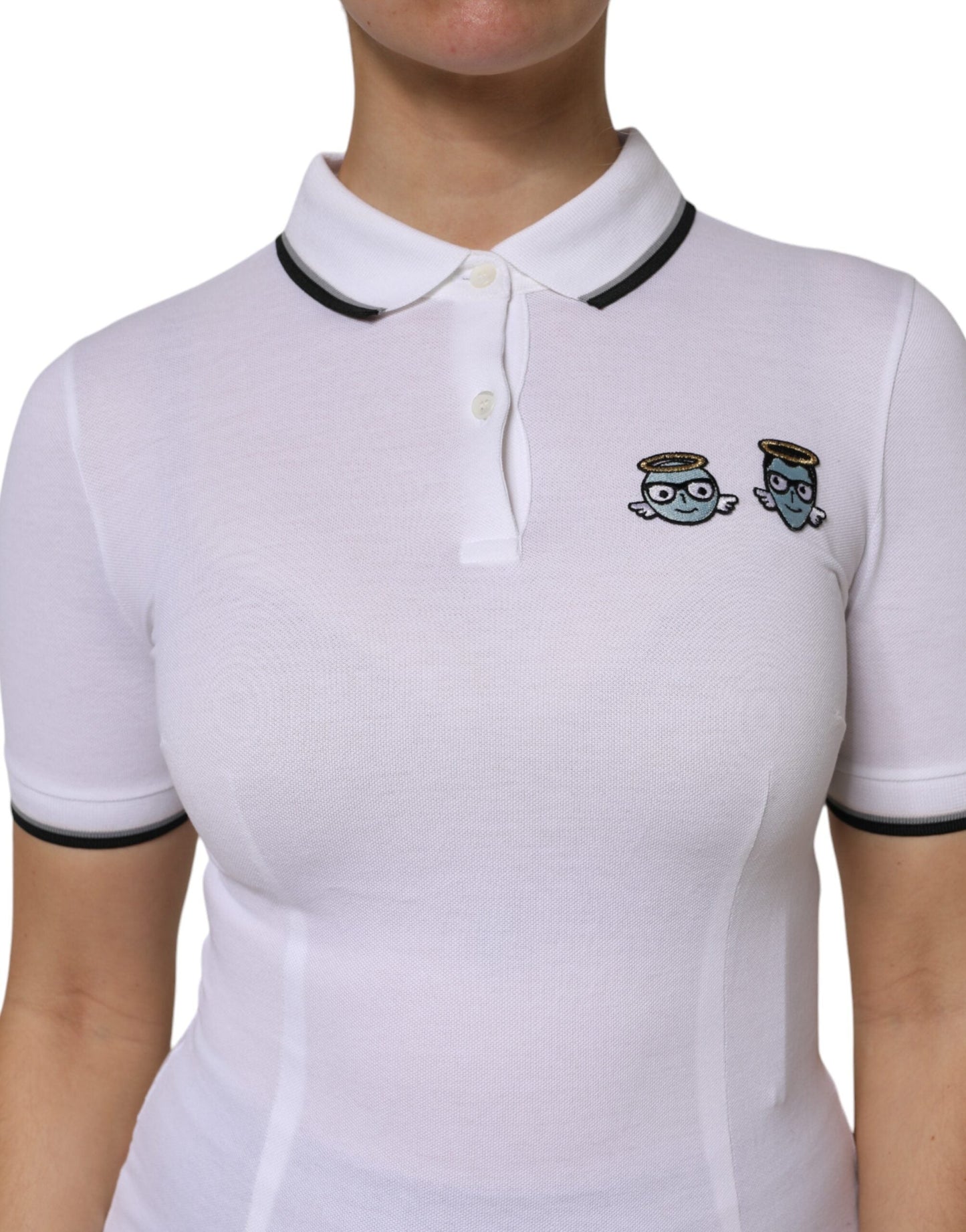 Dolce & Gabbana White Cotton Short Sleeves Collared Polo Women's Top