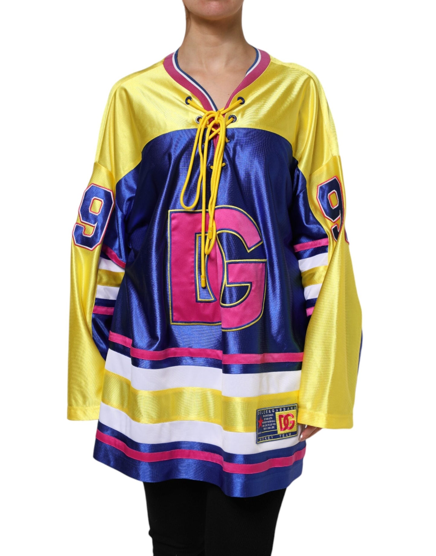 Dolce & Gabbana Multicolor Polyester Long Sleeves V-Neck Women's Top ()