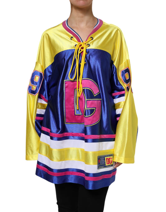 Dolce & Gabbana Multicolor Polyester Long Sleeves V-Neck Women's Top ()