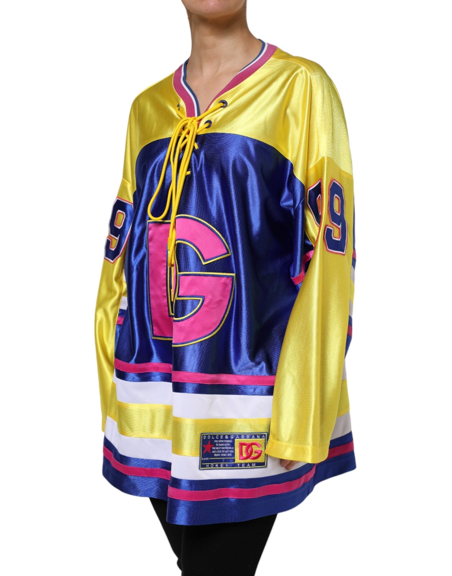 Dolce & Gabbana Multicolor Polyester Long Sleeves V-Neck Women's Top ()