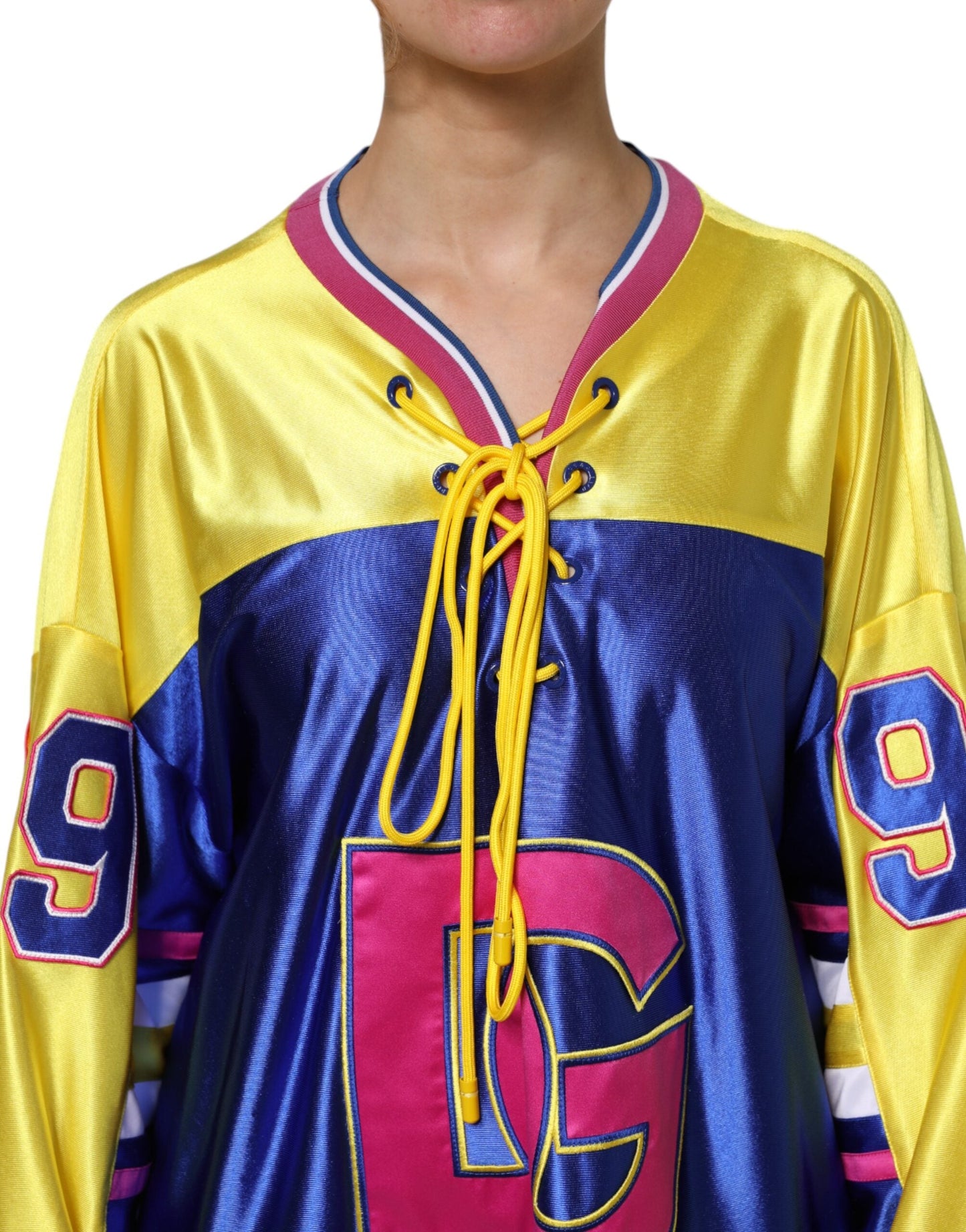 Dolce & Gabbana Multicolor Polyester Long Sleeves V-Neck Women's Top ()