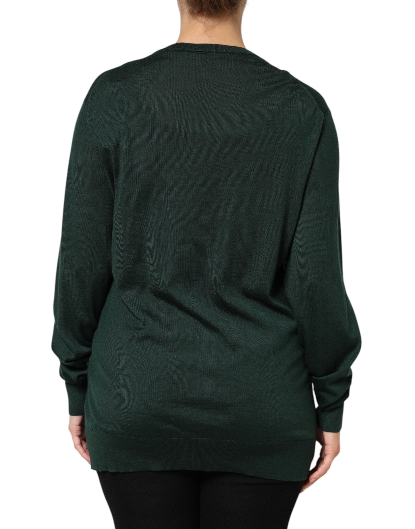Dolce & Gabbana Dark Green Cashmere Silk Cardigan Women's Sweater
