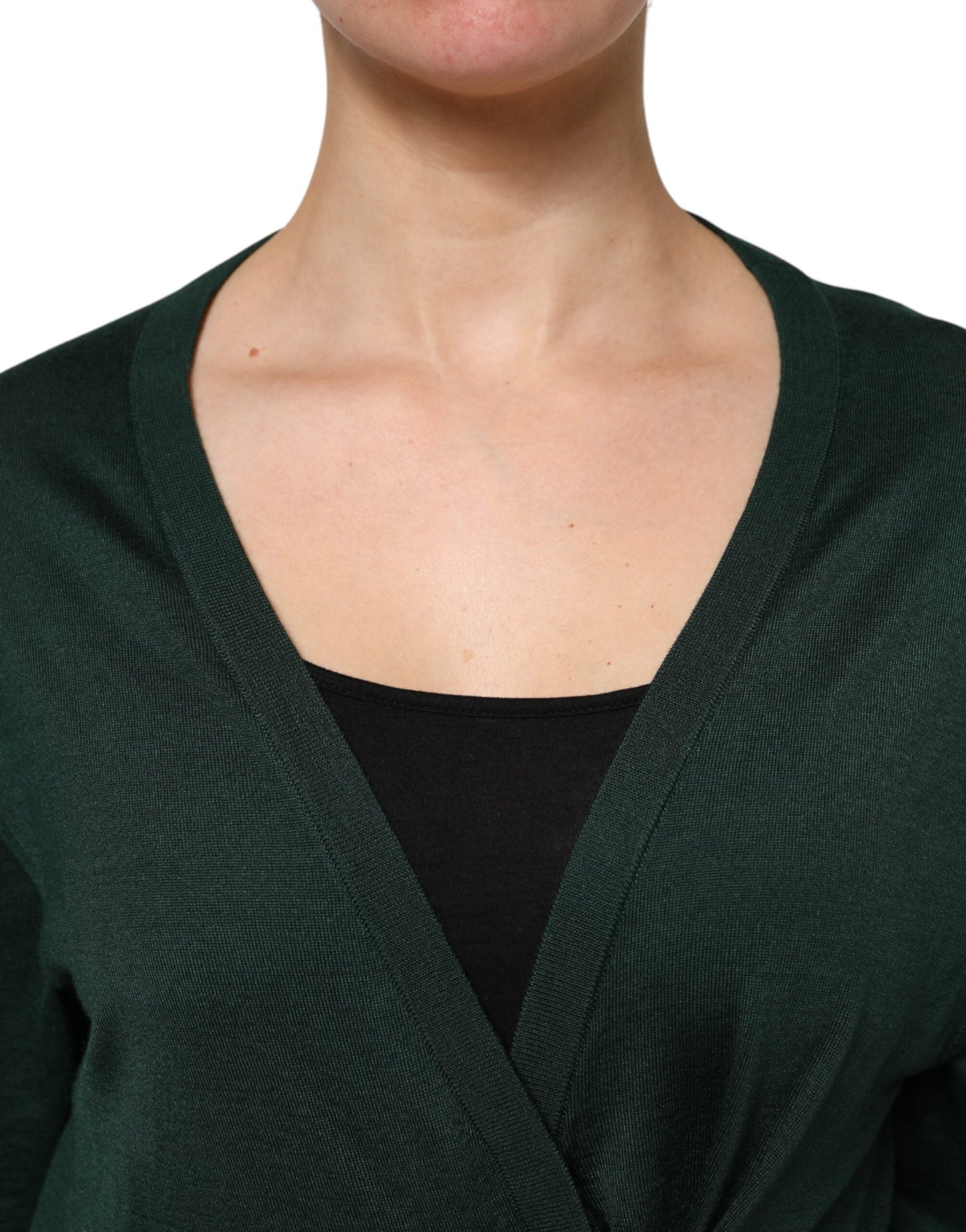 Dolce & Gabbana Dark Green Cashmere Silk Cardigan Women's Sweater