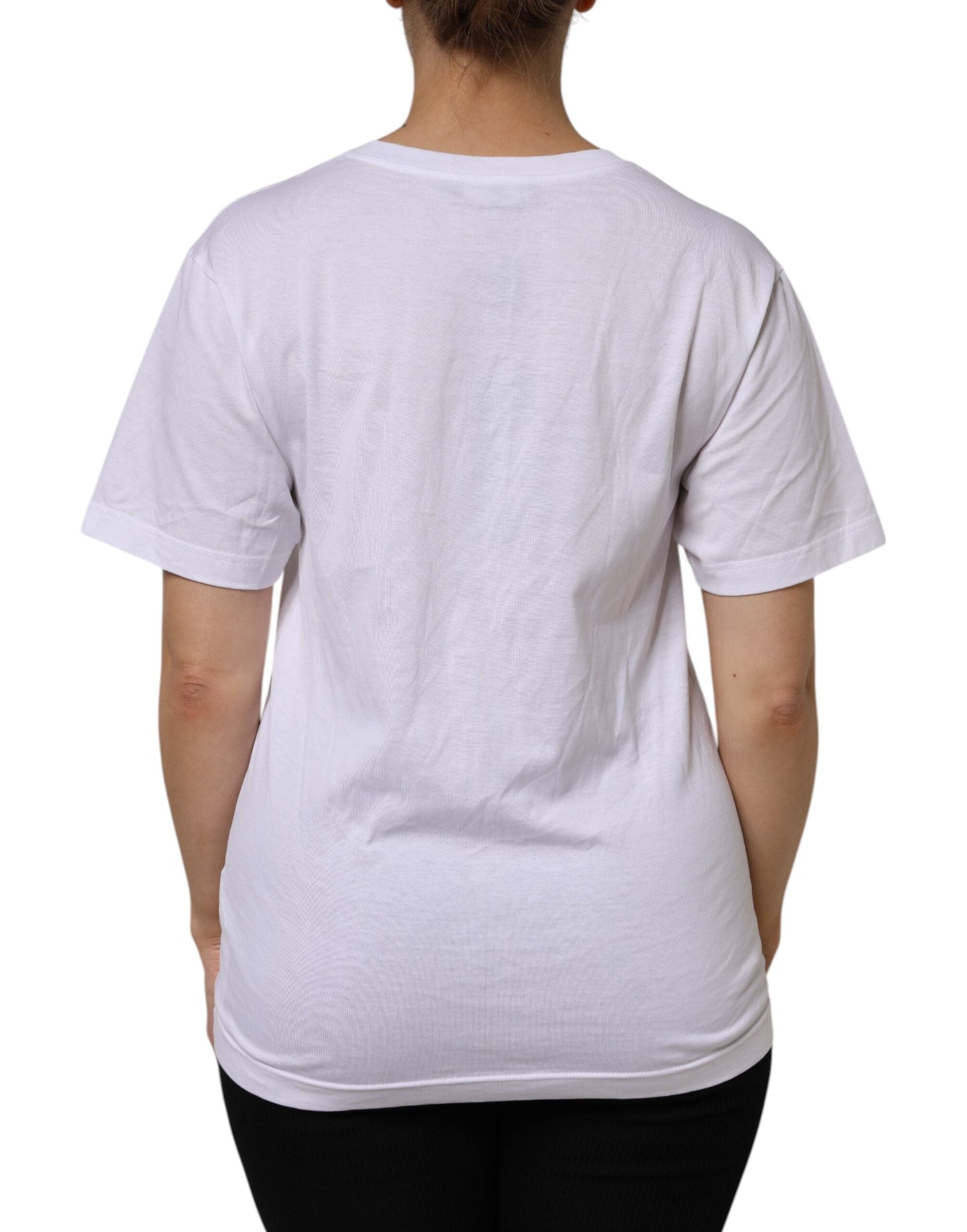 Dolce & Gabbana White Cotton Short Sleeve V-Neck Top Women's T-shirt ()