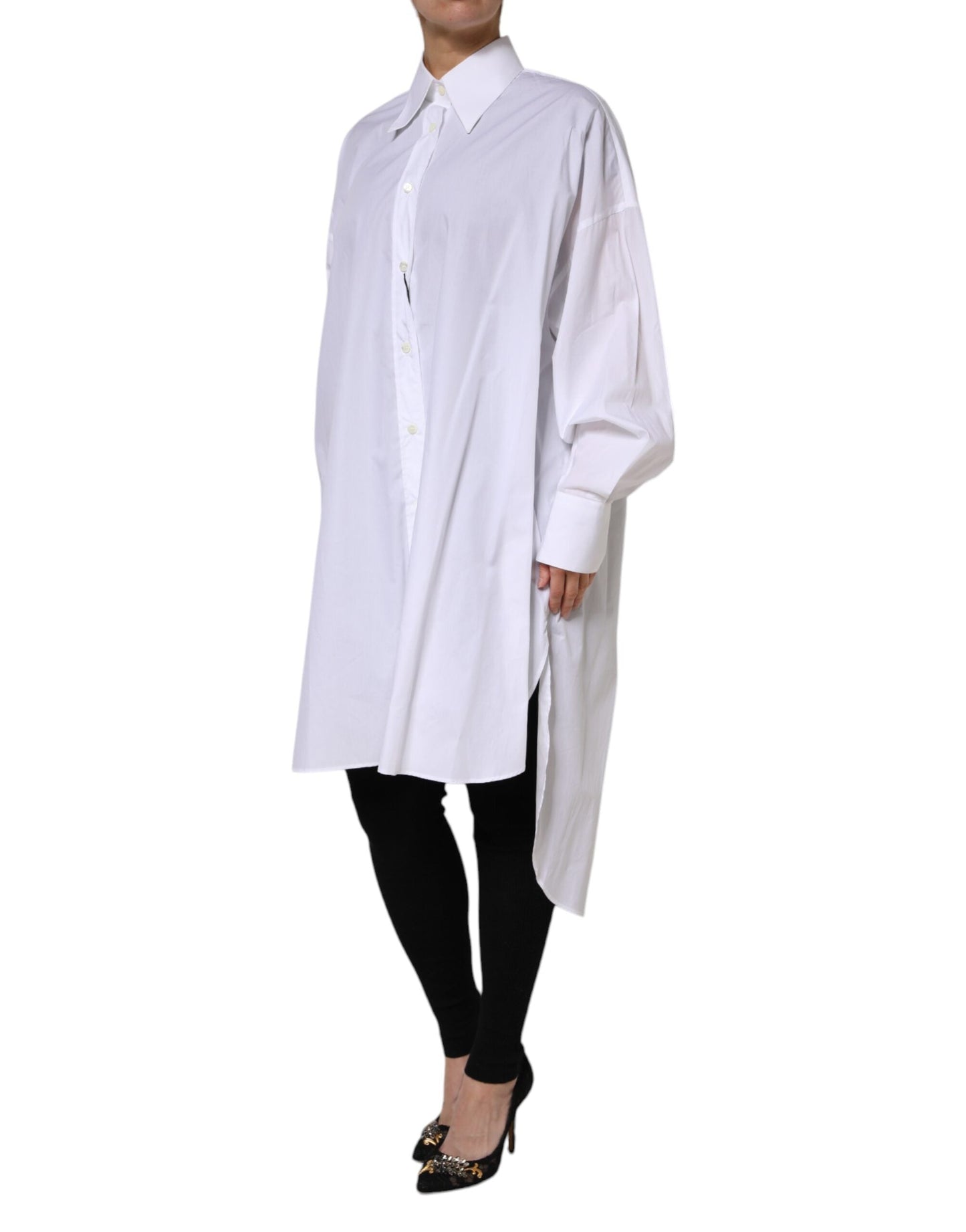 Dolce & Gabbana White Cotton Collared Shirt Long Sleeve Women's Top ()