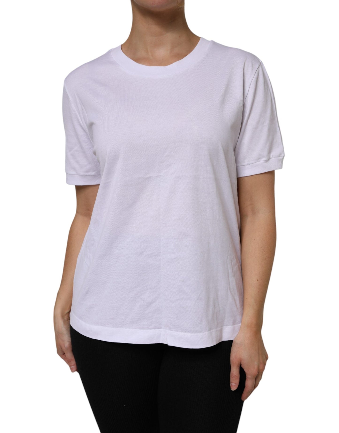 Dolce & Gabbana White Cotton Short Sleeve Round Neck Women's T-shirt ()